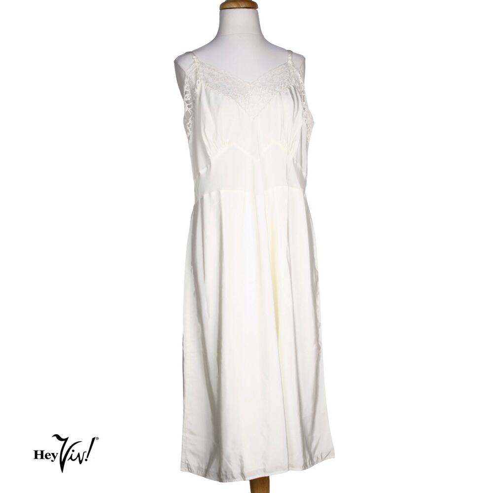 Vintage Seamprufe Full Slip Size 44 Ivory Lace Acetate Nylon Average - Hey Viv